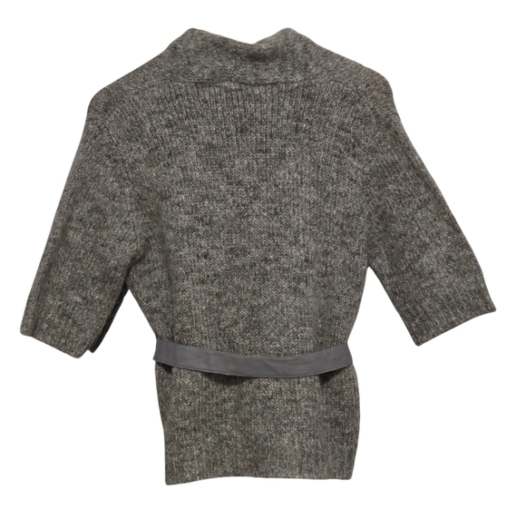 Olsen Cozy Wool Gray Knit Cardigan Sweater with Belt Womens Size US 4 - Picture 2 of 7
